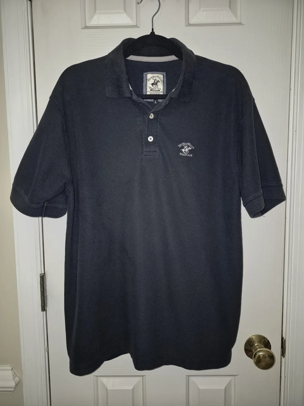 Beverly Hills Polo Club Men's Large Black Short Sleeve Polo Shirt Modern Fit